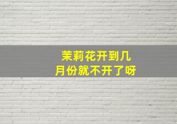 茉莉花开到几月份就不开了呀