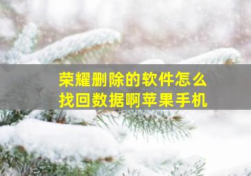 荣耀删除的软件怎么找回数据啊苹果手机