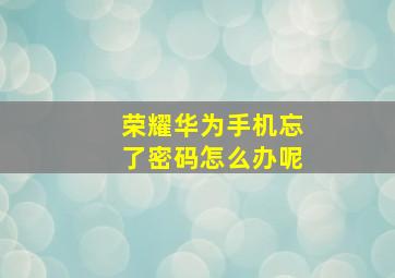 荣耀华为手机忘了密码怎么办呢