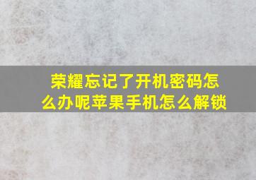 荣耀忘记了开机密码怎么办呢苹果手机怎么解锁