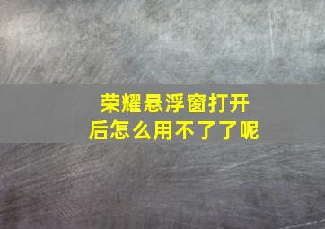 荣耀悬浮窗打开后怎么用不了了呢