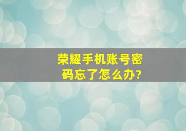 荣耀手机账号密码忘了怎么办?