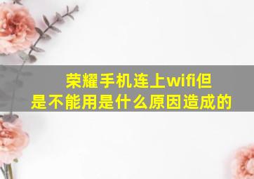 荣耀手机连上wifi但是不能用是什么原因造成的