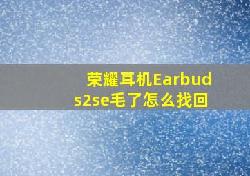 荣耀耳机Earbuds2se毛了怎么找回