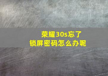 荣耀30s忘了锁屏密码怎么办呢