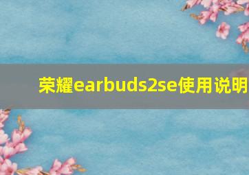 荣耀earbuds2se使用说明