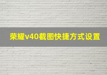 荣耀v40截图快捷方式设置