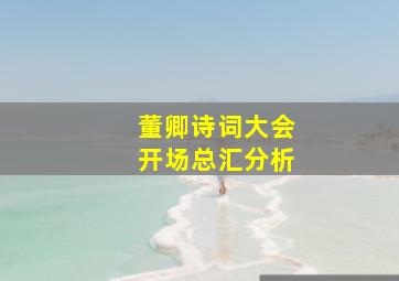 董卿诗词大会开场总汇分析