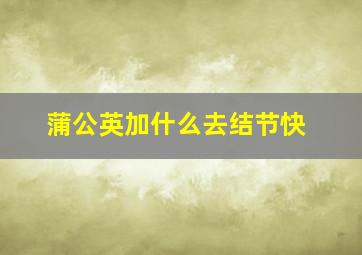 蒲公英加什么去结节快