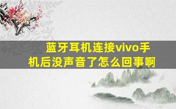 蓝牙耳机连接vivo手机后没声音了怎么回事啊