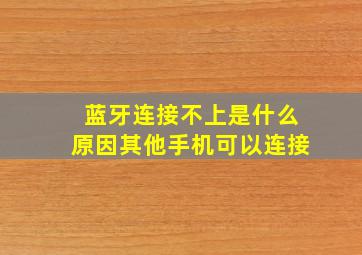 蓝牙连接不上是什么原因其他手机可以连接