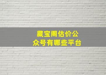 藏宝阁估价公众号有哪些平台