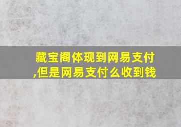 藏宝阁体现到网易支付,但是网易支付么收到钱