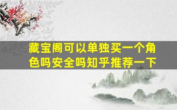 藏宝阁可以单独买一个角色吗安全吗知乎推荐一下