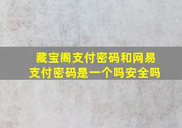 藏宝阁支付密码和网易支付密码是一个吗安全吗