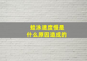 蛙泳速度慢是什么原因造成的