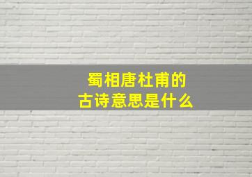 蜀相唐杜甫的古诗意思是什么