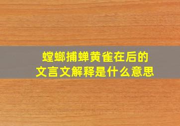 螳螂捕蝉黄雀在后的文言文解释是什么意思