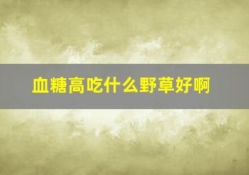 血糖高吃什么野草好啊