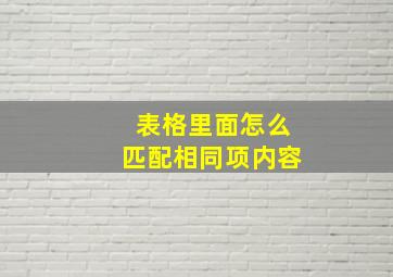 表格里面怎么匹配相同项内容