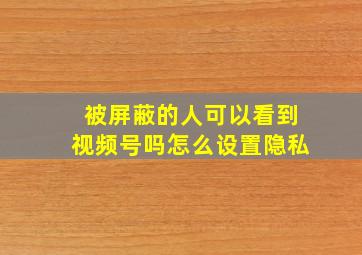 被屏蔽的人可以看到视频号吗怎么设置隐私