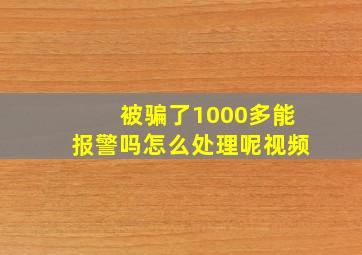 被骗了1000多能报警吗怎么处理呢视频