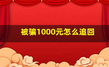 被骗1000元怎么追回