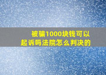 被骗1000块钱可以起诉吗法院怎么判决的