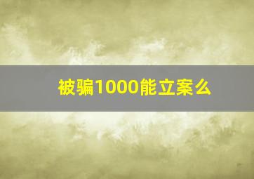 被骗1000能立案么