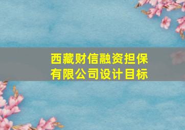 西藏财信融资担保有限公司设计目标