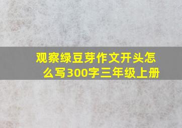 观察绿豆芽作文开头怎么写300字三年级上册