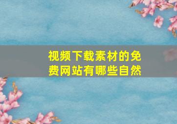 视频下载素材的免费网站有哪些自然