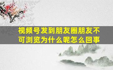 视频号发到朋友圈朋友不可浏览为什么呢怎么回事