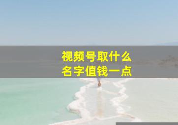 视频号取什么名字值钱一点