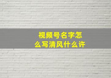 视频号名字怎么写清风什么许