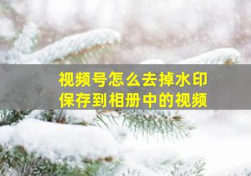 视频号怎么去掉水印保存到相册中的视频