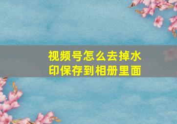 视频号怎么去掉水印保存到相册里面