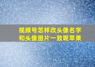 视频号怎样改头像名字和头像图片一致呢苹果