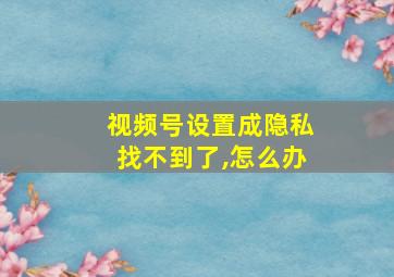 视频号设置成隐私找不到了,怎么办