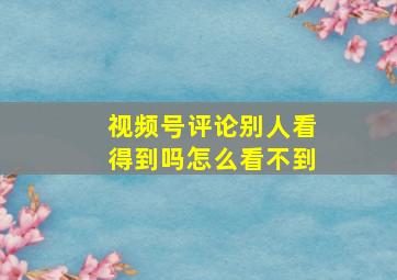 视频号评论别人看得到吗怎么看不到