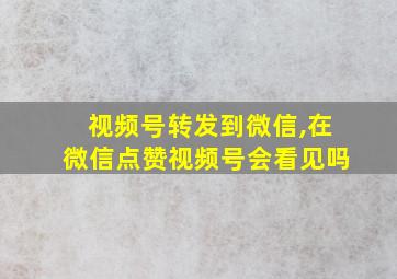 视频号转发到微信,在微信点赞视频号会看见吗