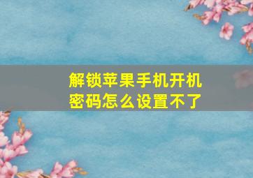 解锁苹果手机开机密码怎么设置不了