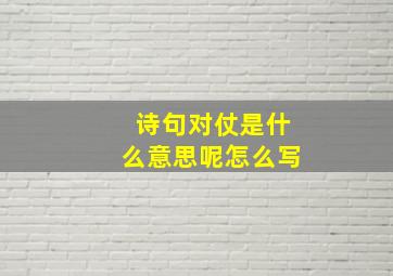 诗句对仗是什么意思呢怎么写