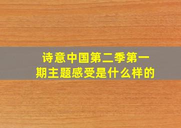 诗意中国第二季第一期主题感受是什么样的