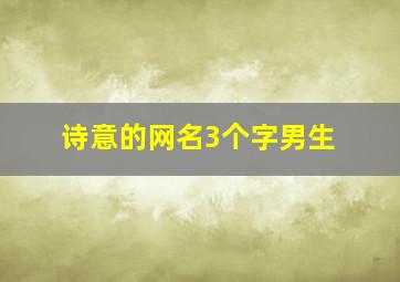 诗意的网名3个字男生