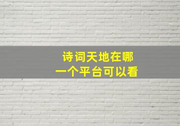 诗词天地在哪一个平台可以看