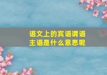 语文上的宾语谓语主语是什么意思呢