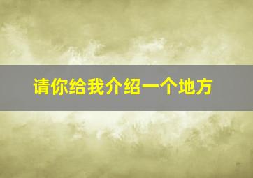 请你给我介绍一个地方