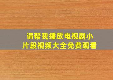 请帮我播放电视剧小片段视频大全免费观看