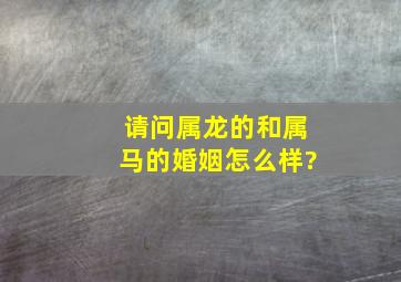 请问属龙的和属马的婚姻怎么样?